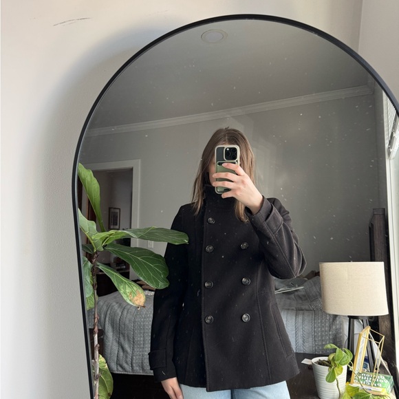 H&M Black Double-Breasted Women's Pea Coat - Picture 3 of 10